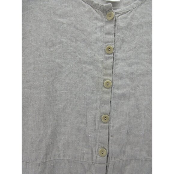 Flax Dress XL Linen Tunic Shirt Button Up Lagenlook Cottagecore * - Picture 7 of 14